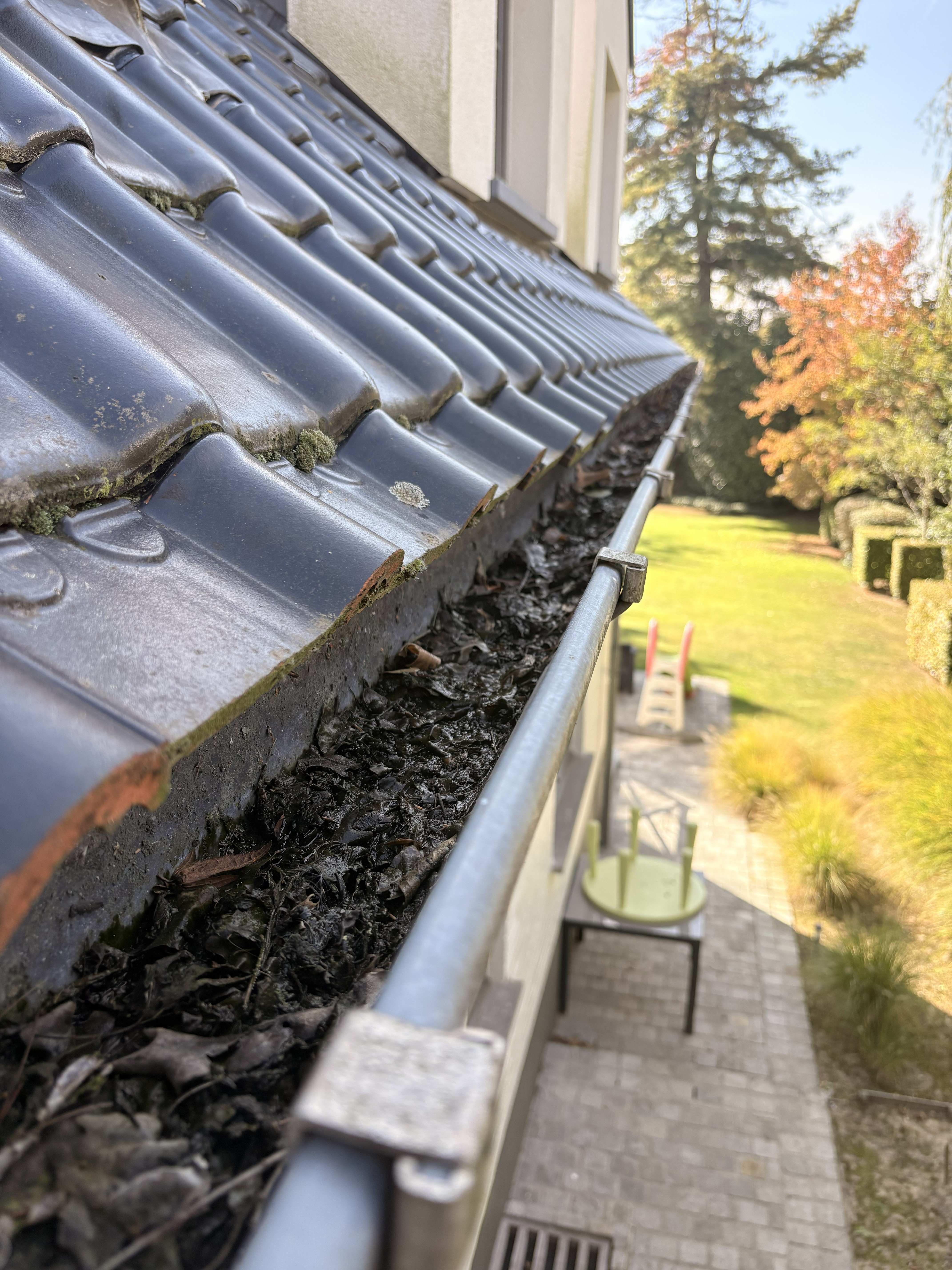Gouttière encrassée avant intervention
